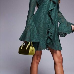 ASOS Teal Lace Ruffle Dress